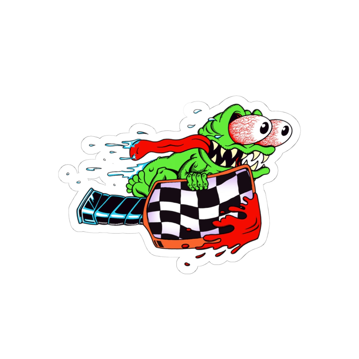 Dink Fink Kiss-Cut Sticker — Shag Rod Hot-Rod Checkered Flag Decal