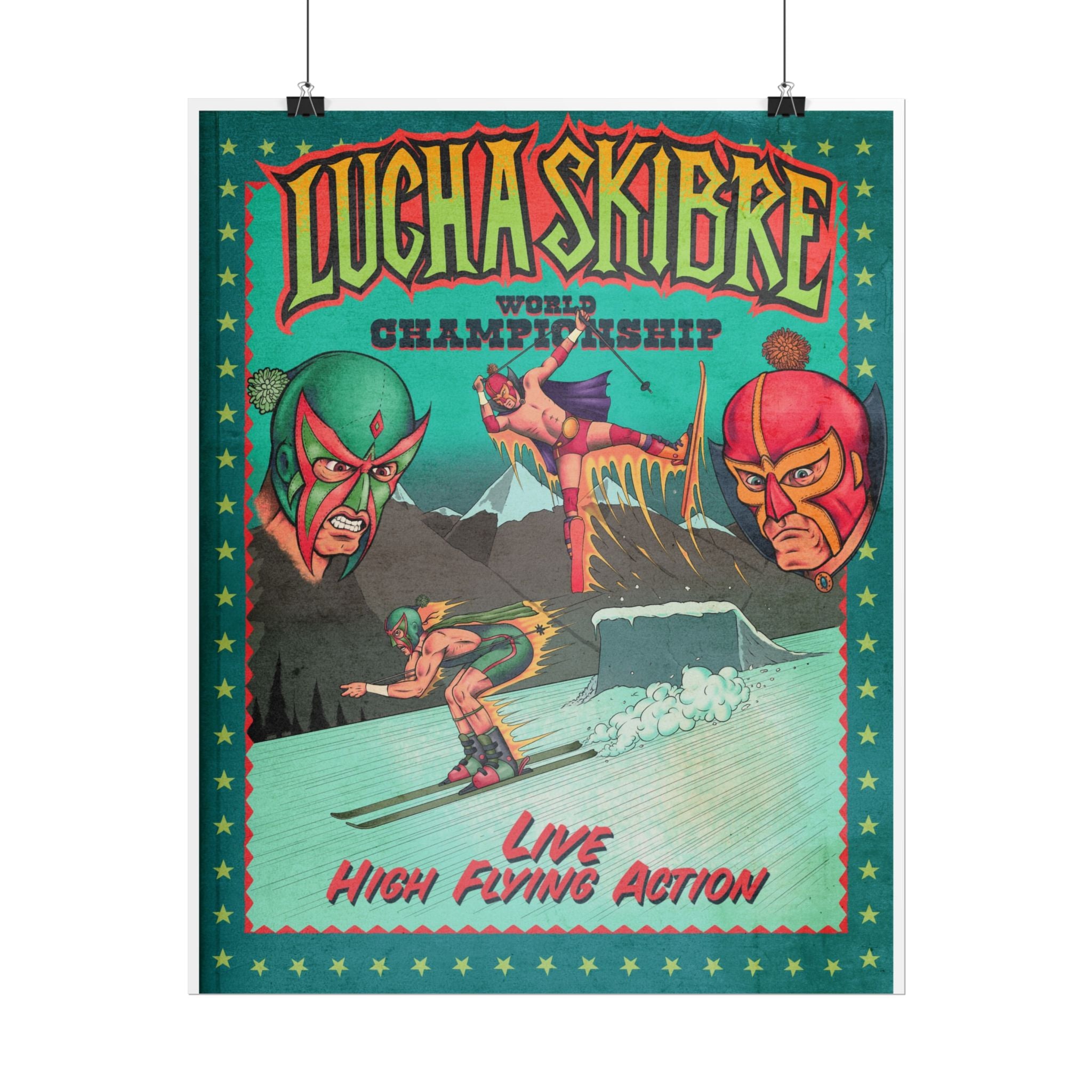 Lucha Libre Wrestling Poster — Retro 'Live High Flying Action' Rolled Art Print