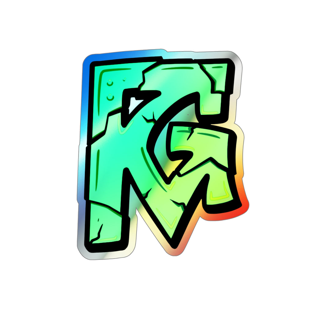 Holographic Graffiti Logo Die-Cut Sticker — Shiny Skateboard Decal