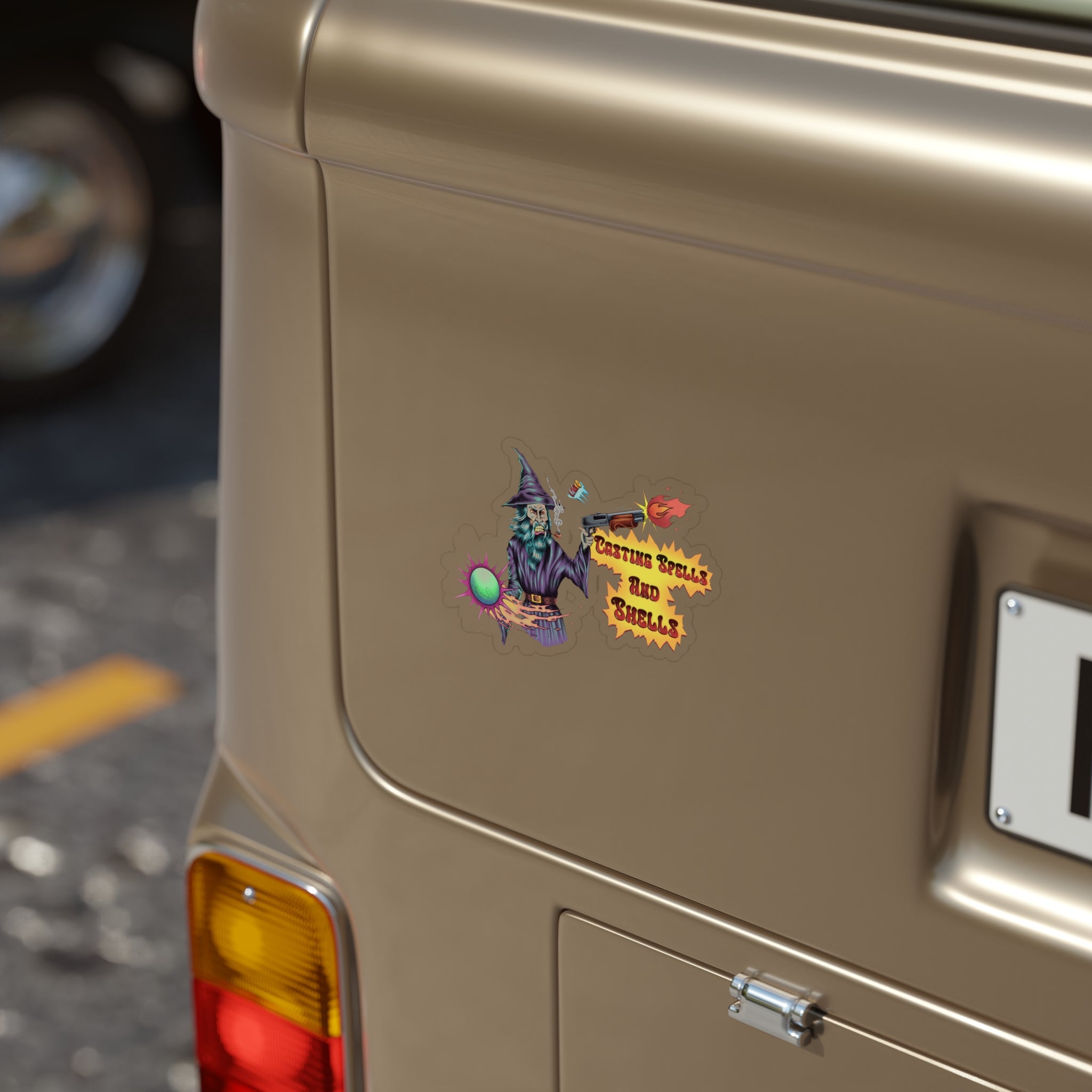 Wizard Sticker — "Casting Spells and Shells" Die-Cut Outdoor Sticker