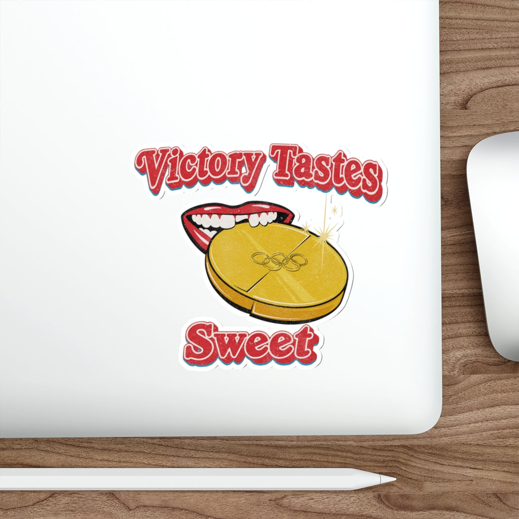 Sticker — "Victory Tastes Sweet" Gold Medal Die-Cut Sticker