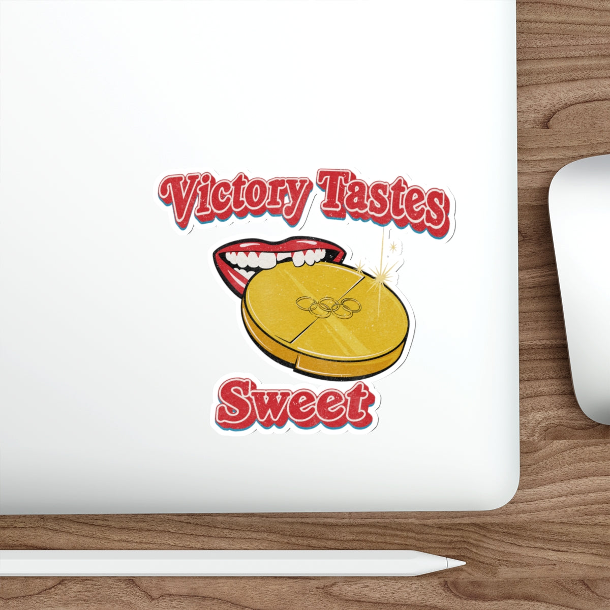 Sticker — "Victory Tastes Sweet" Gold Medal Die-Cut Sticker