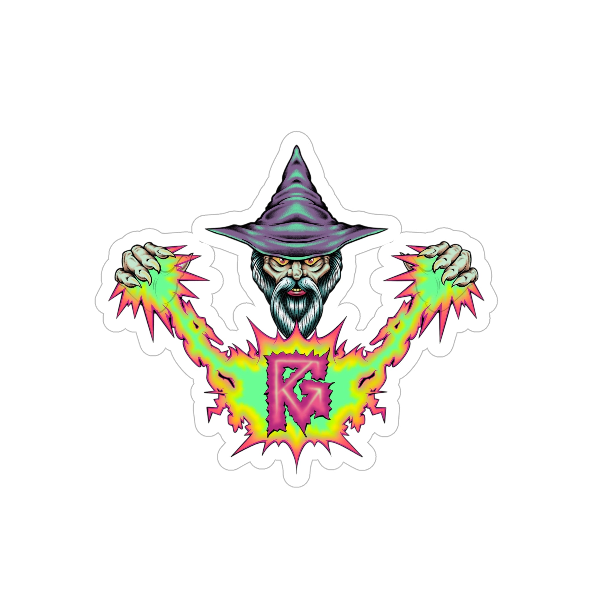 Wizard Power Die-Cut Outdoor Sticker — Neon Magic Hat Graphic