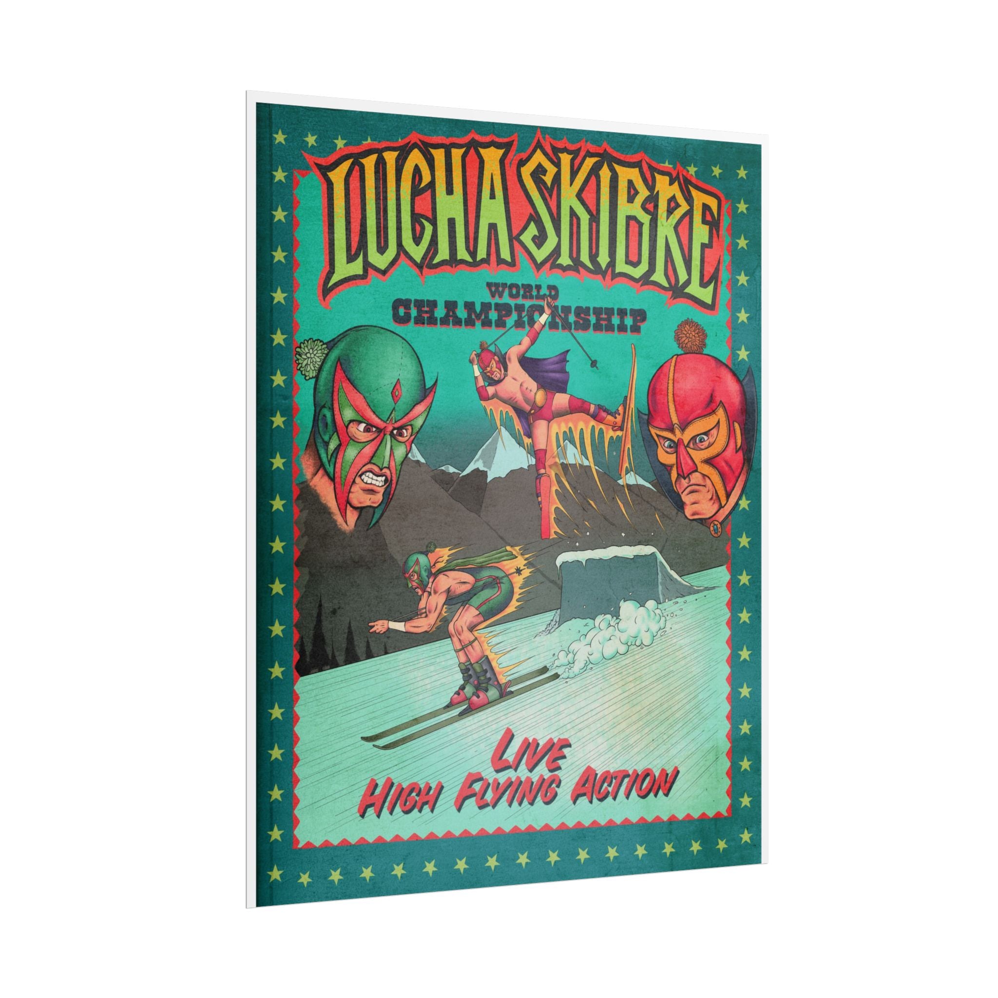 Lucha Libre Wrestling Poster — Retro 'Live High Flying Action' Rolled Art Print