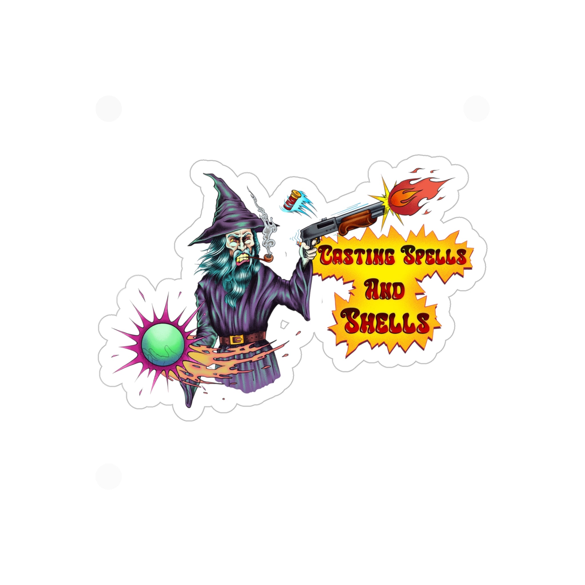 Wizard Sticker — "Casting Spells and Shells" Die-Cut Outdoor Sticker