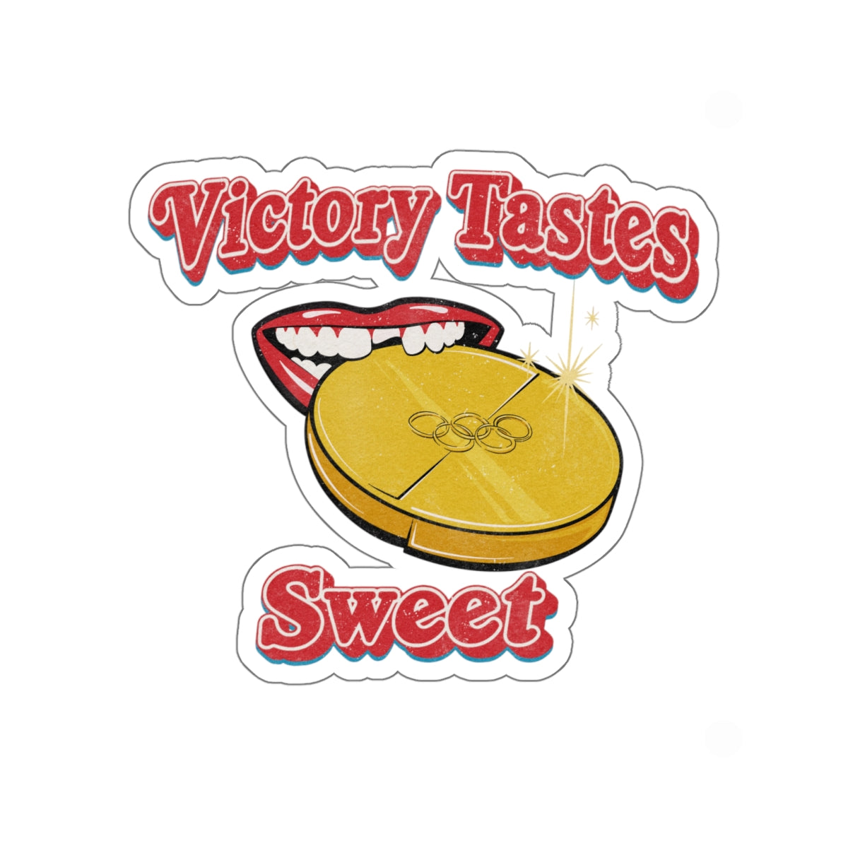 Sticker — "Victory Tastes Sweet" Gold Medal Die-Cut Sticker