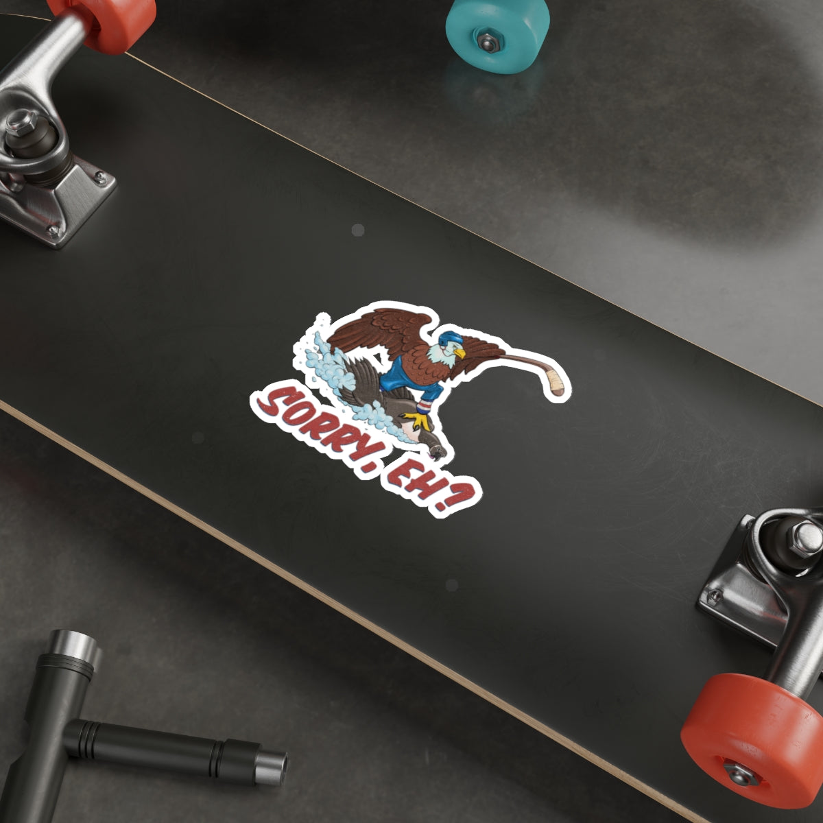 Sorry, Eh? Eagle Hockey Sticker — Die-Cut Vinyl Sticker