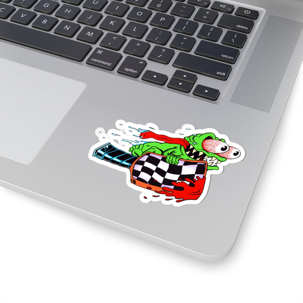 Dink Fink Kiss-Cut Sticker — Shag Rod Hot-Rod Checkered Flag Decal